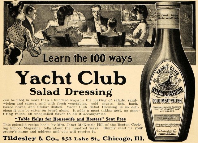 1904 Ad for Tildesley Yacht Club Salad Dressing 